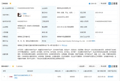 國(guó)投集團(tuán)40億元成立種業(yè)科技公司